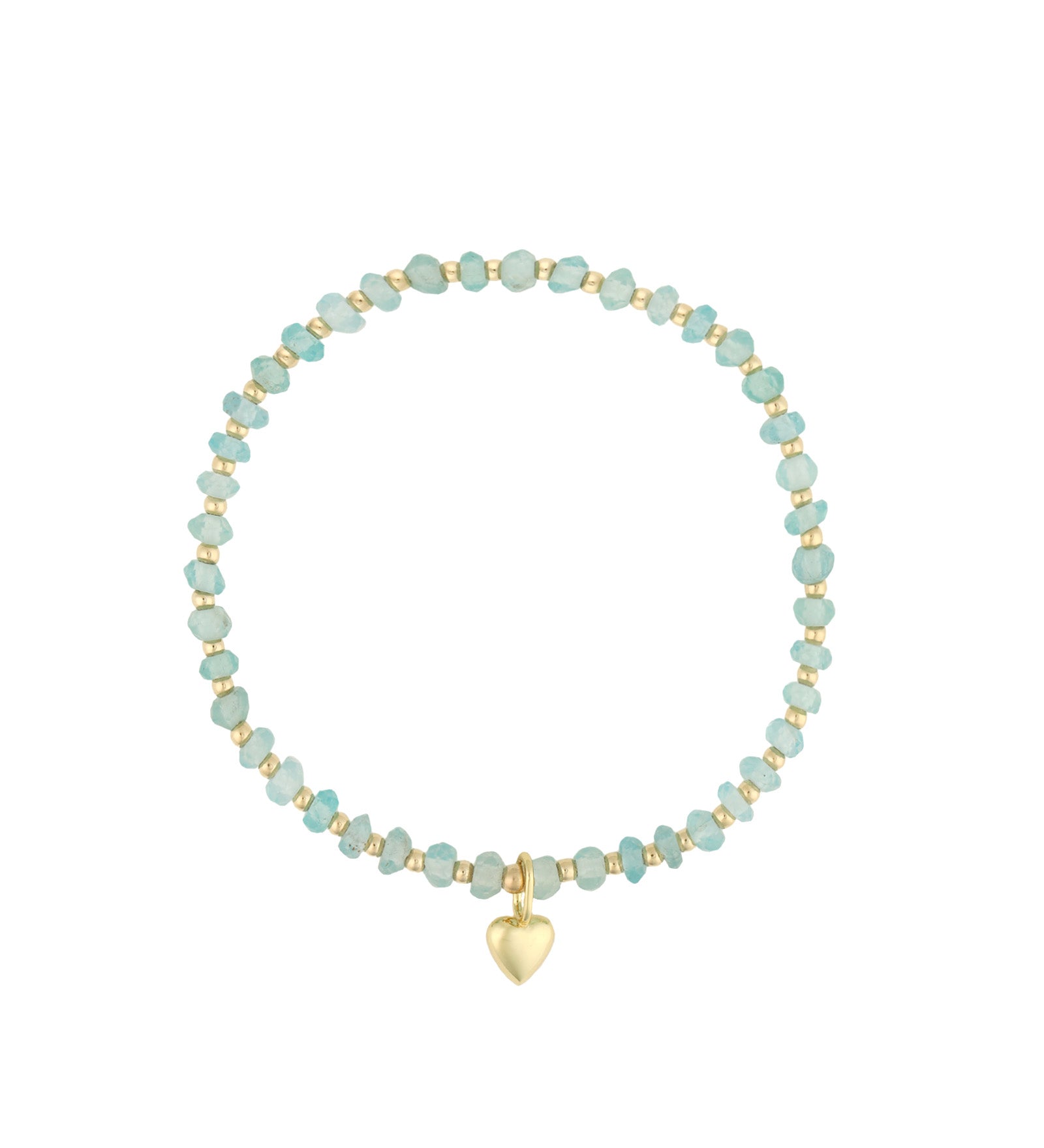 Heart Charm Beaded Apatite Bracelet 14K Gold Filled, 14k Gold Vermeil, Apatite
