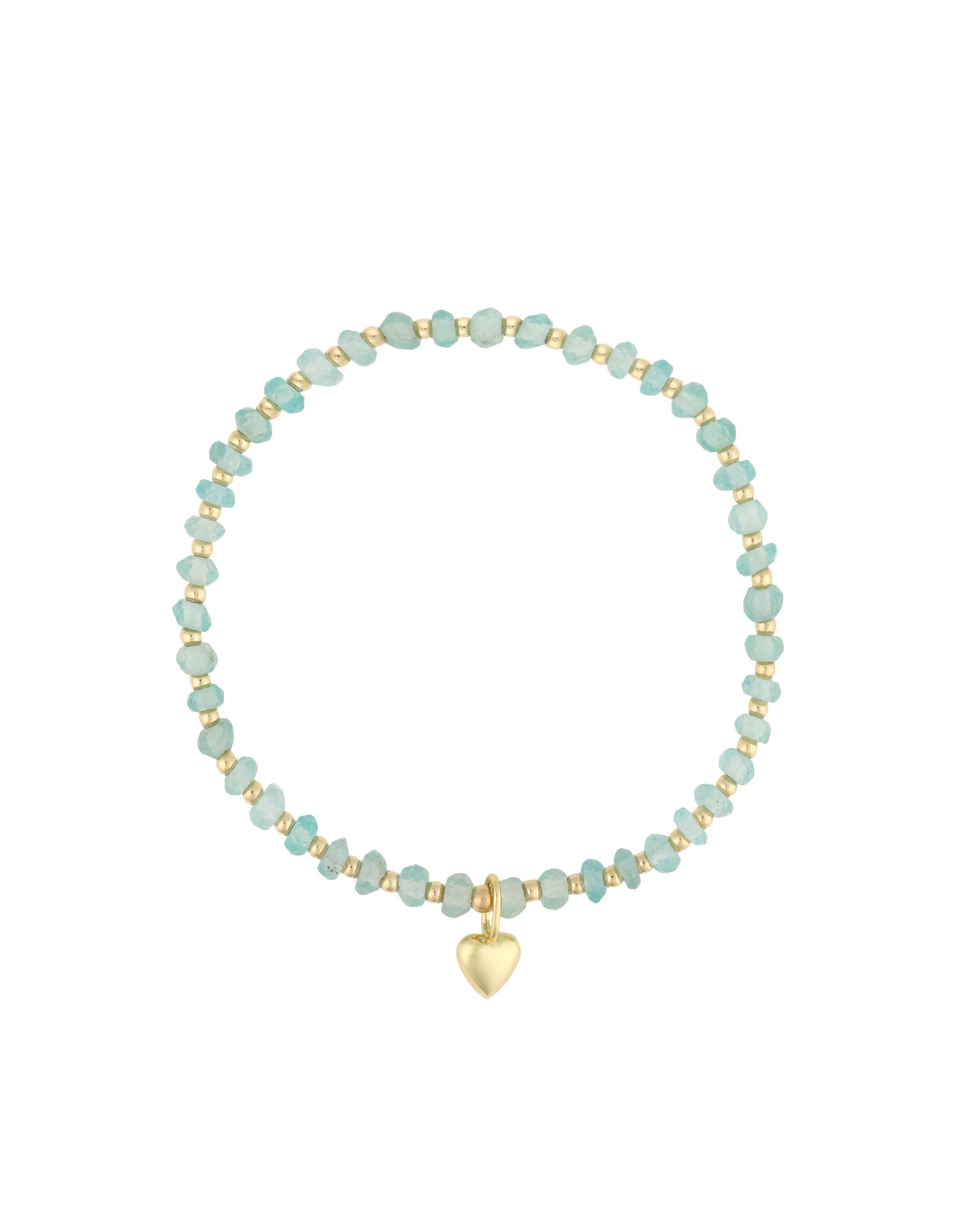Heart Charm Beaded Apatite Bracelet 14K Gold Filled, 14k Gold Vermeil, Apatite