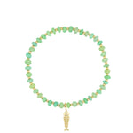 Fish Charm Beaded Chrysoprase Bracelet 14k Gold Filled, Chrysoprase, Cubic Zirconia
