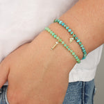 Shell Charm Beaded Turquoise Bracelet 14k Gold Filled, 14k Gold Vermeil, Turquoise