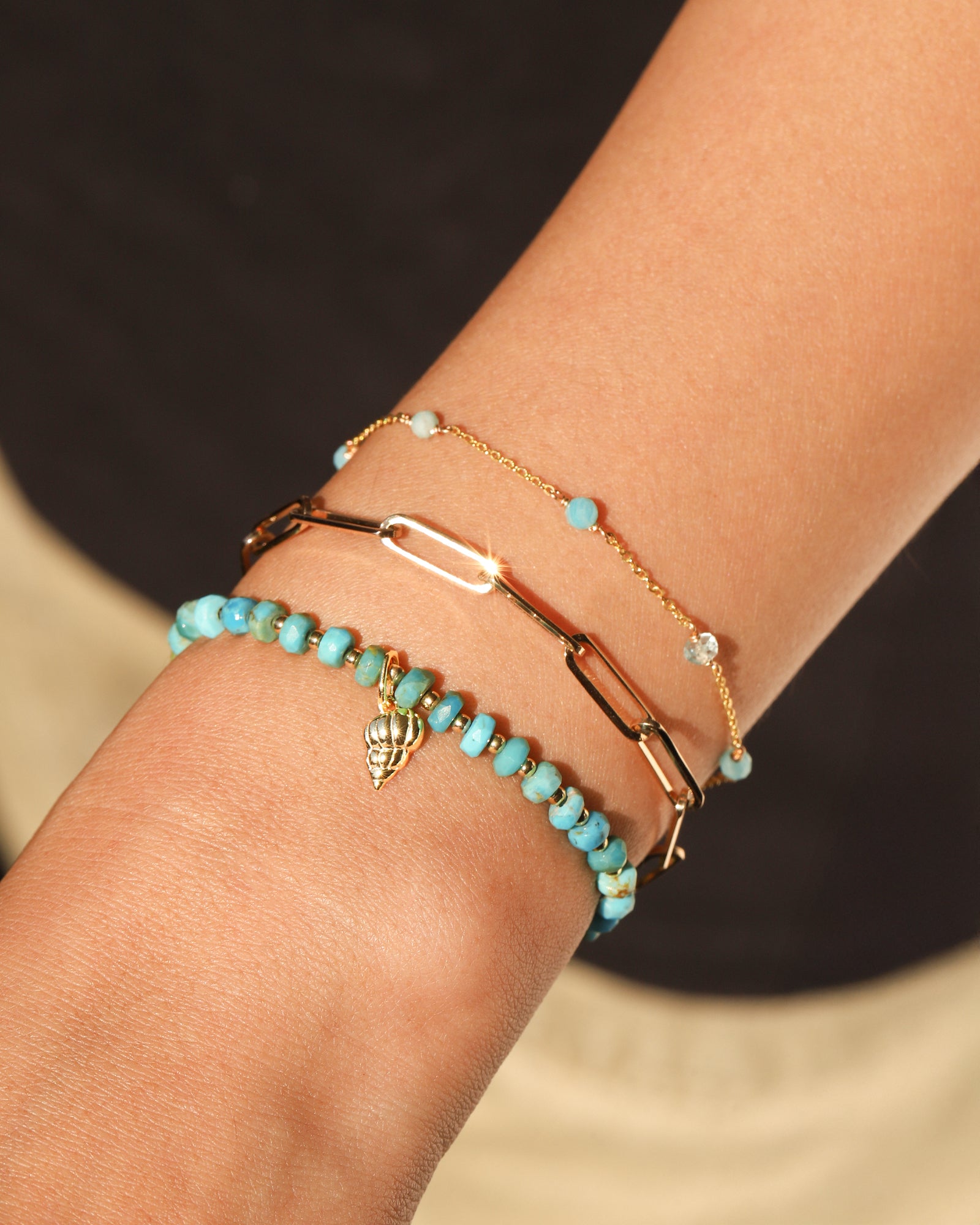 Cause We Care-Shell Charm Beaded Turquoise Bracelet-Bracelets-Blue Ruby Jewellery-Vancouver Canada