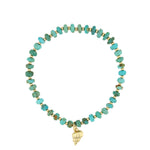 Shell Charm Beaded Turquoise Bracelet 14k Gold Filled, 14k Gold Vermeil, Turquoise
