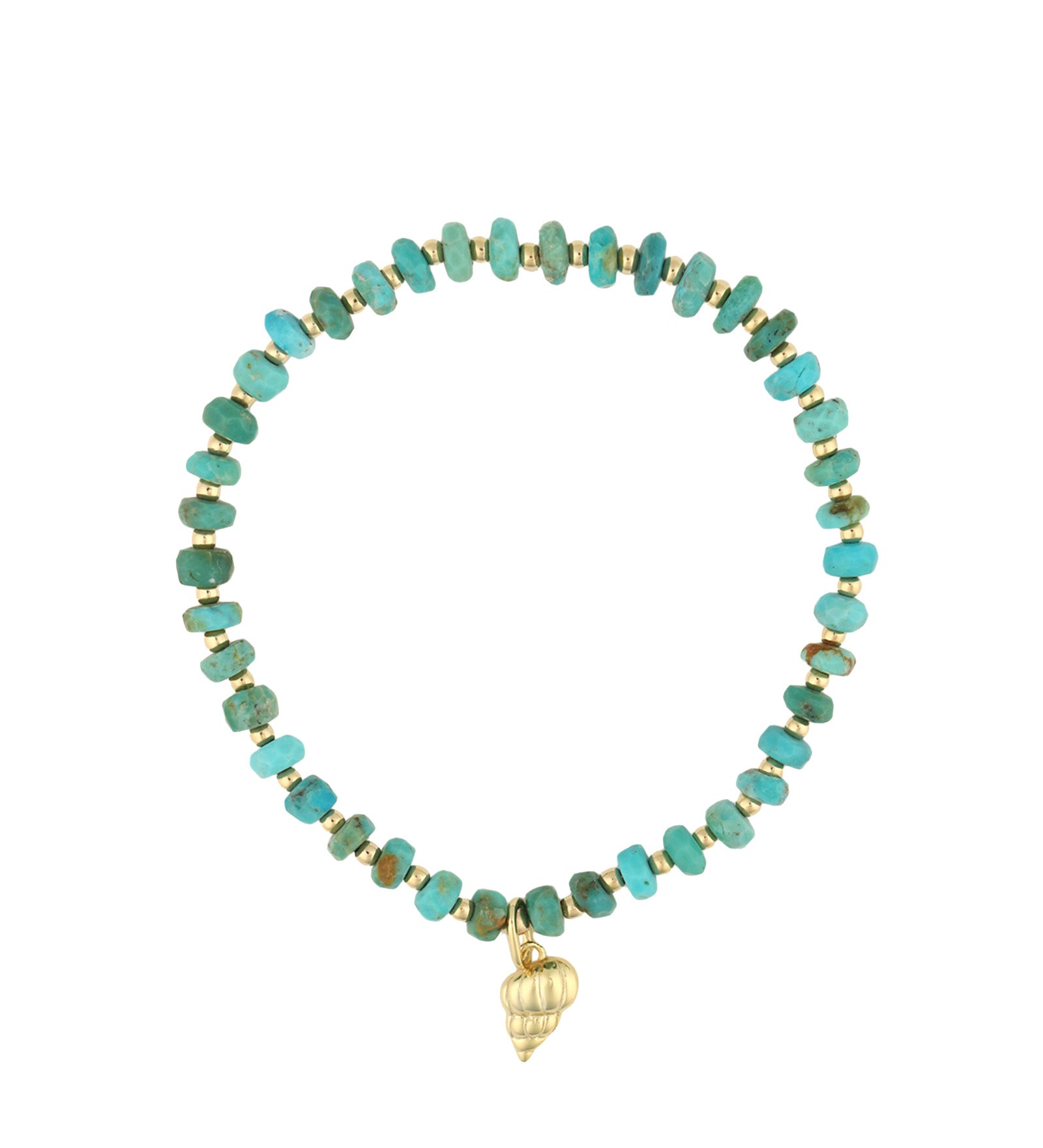 Shell Charm Beaded Turquoise Bracelet 14k Gold Filled, 14k Gold Vermeil, Turquoise