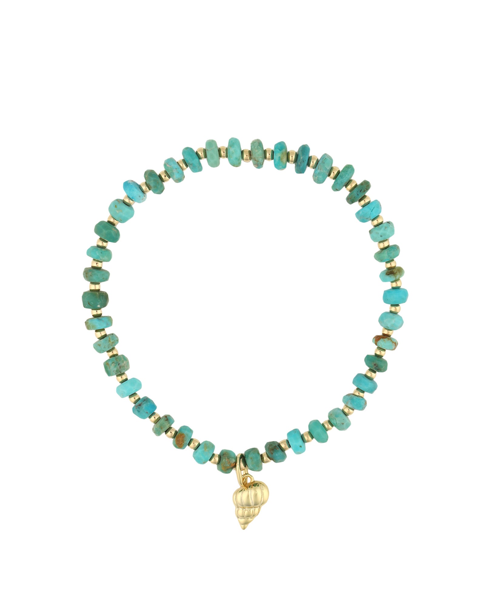 Shell Charm Beaded Turquoise Bracelet 14k Gold Filled, 14k Gold Vermeil, Turquoise