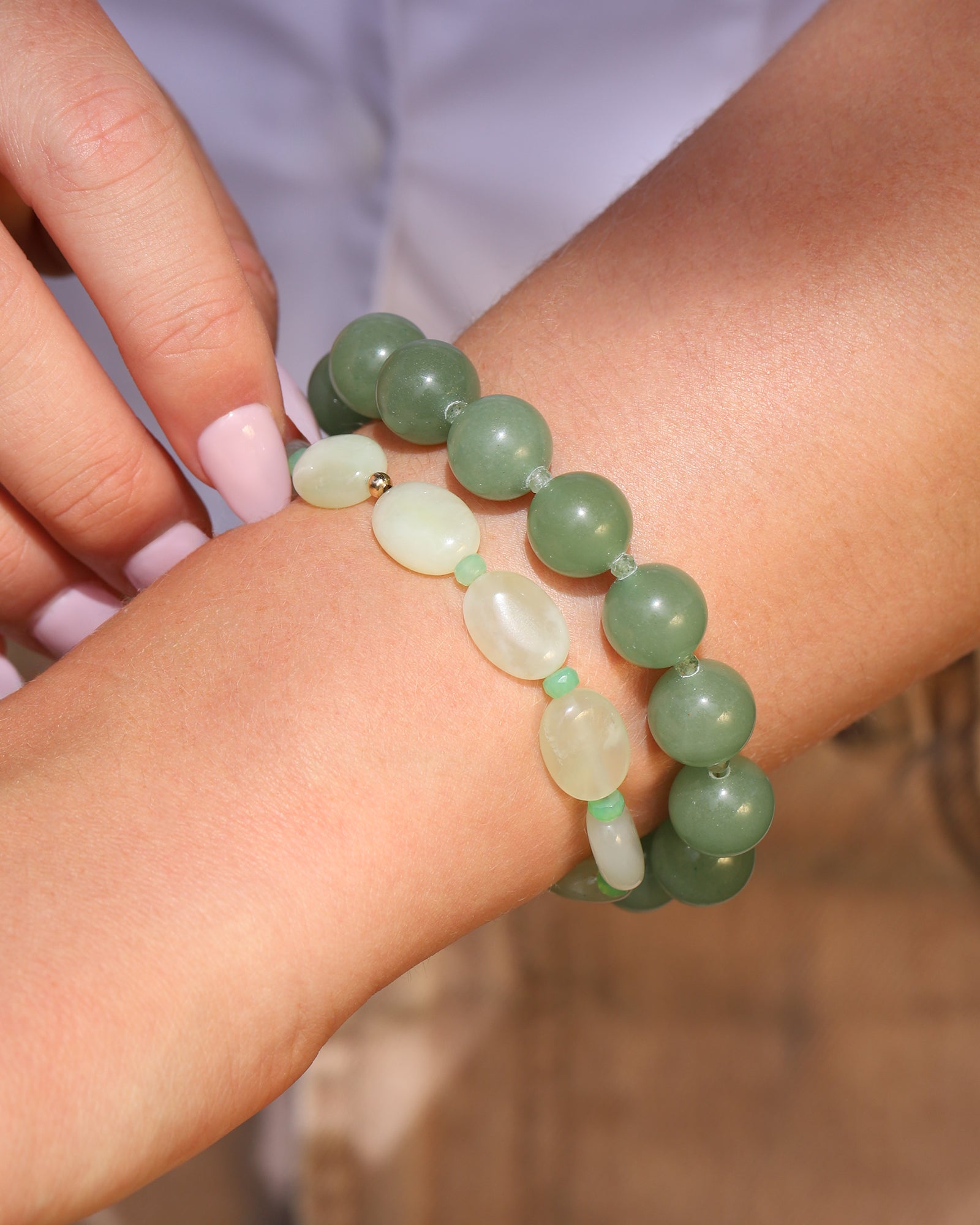 Cause We Care-Oval Jade Beaded Bracelet-Bracelets-Blue Ruby Jewellery-Vancouver Canada