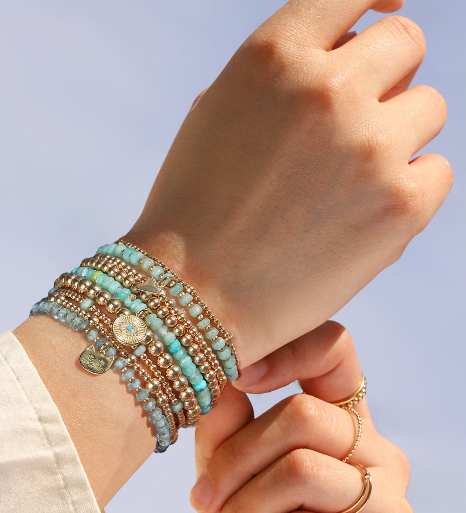 Cause We Care-Shark Tooth Charm Beaded Bracelet-Bracelets-Blue Ruby Jewellery-Vancouver Canada