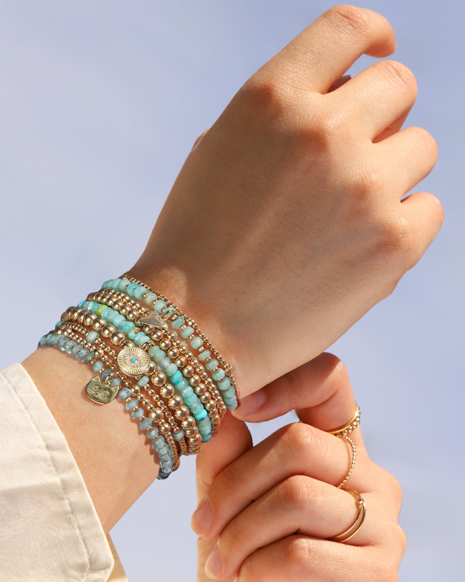 Cause We Care-Cat Charm Beaded Bracelet-Bracelets-Blue Ruby Jewellery-Vancouver Canada
