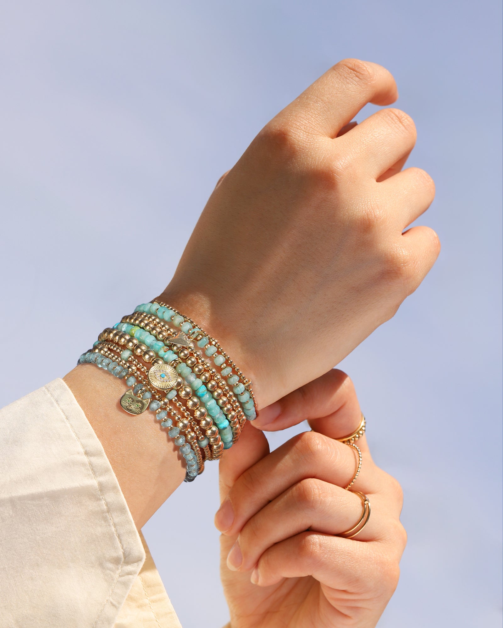 Cause We Care-Evil Eye Charm Beaded Bracelet-Bracelets-Blue Ruby Jewellery-Vancouver Canada