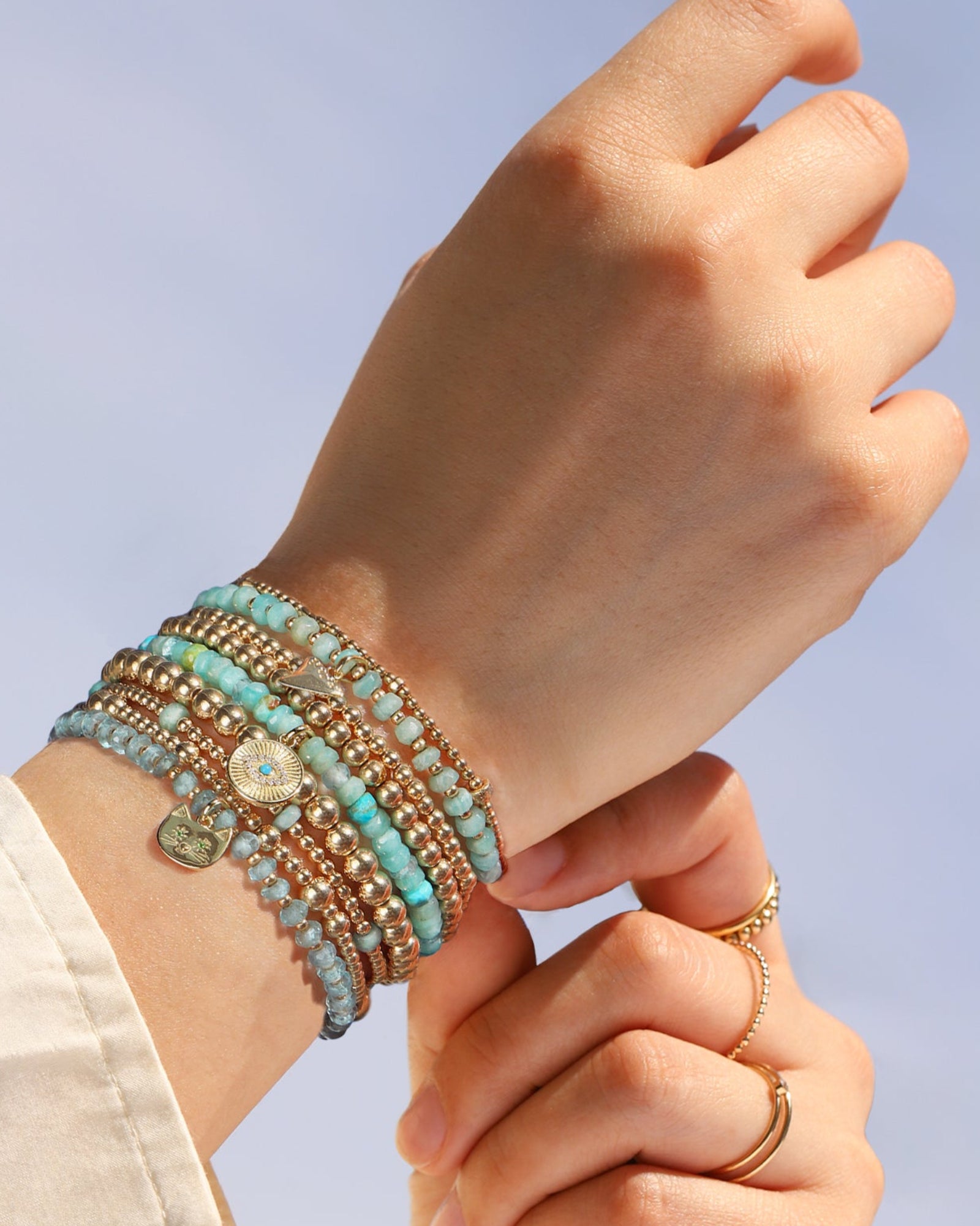 Cause We Care-Beaded 7 Stone Bracelet | 2.5mm-Bracelets-Blue Ruby Jewellery-Vancouver Canada