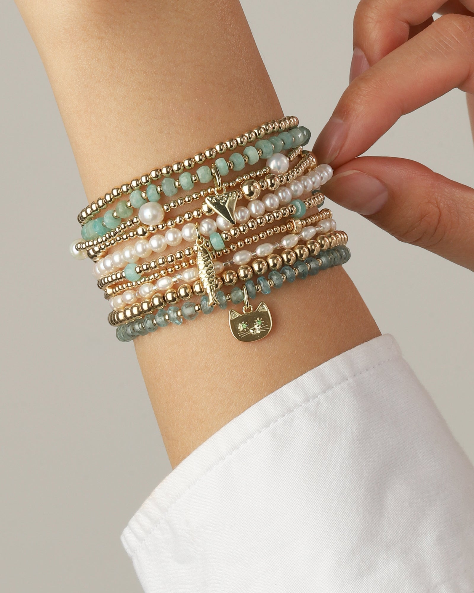 Cause We Care-Cat Charm Beaded Bracelet-Bracelets-Blue Ruby Jewellery-Vancouver Canada