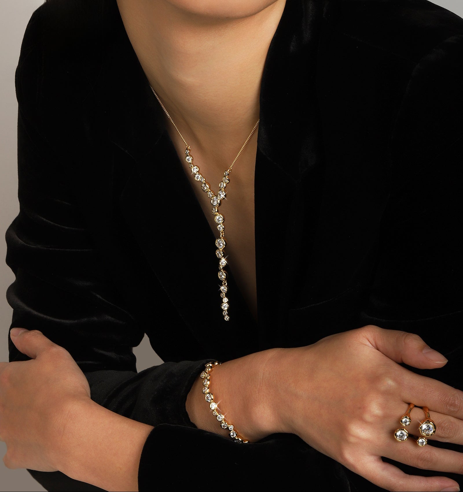 Alexis Bittar-Asterales Gold Open CZ Ring-Rings-Blue Ruby Jewellery-Vancouver Canada