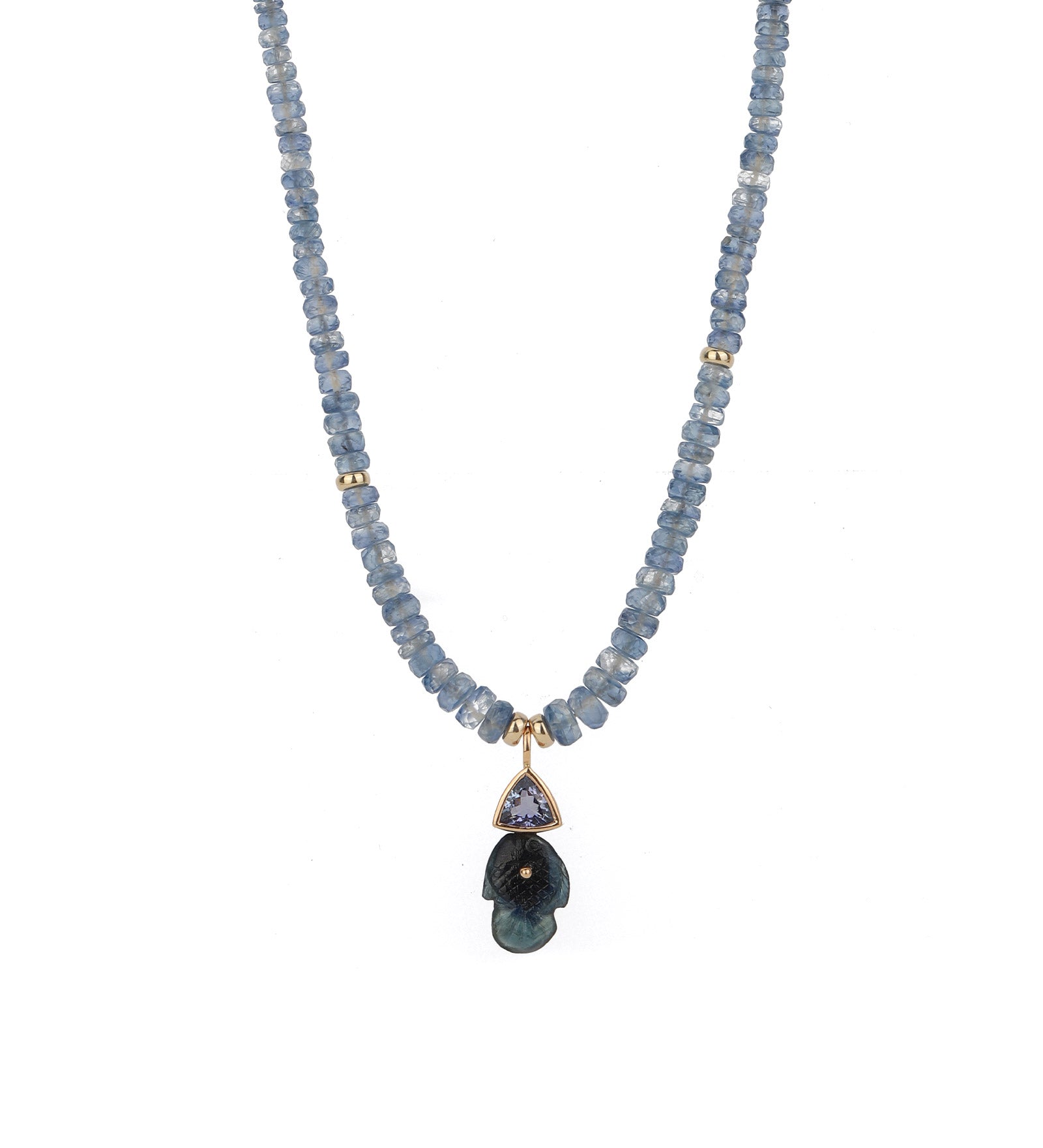 Fish Trillium Stone Necklace 18k Rose Gold, 14k Yellow Gold