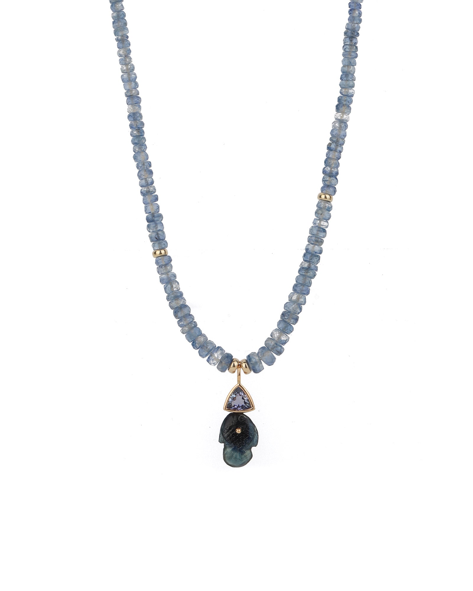Fish Trillium Stone Necklace 18k Rose Gold, 14k Yellow Gold