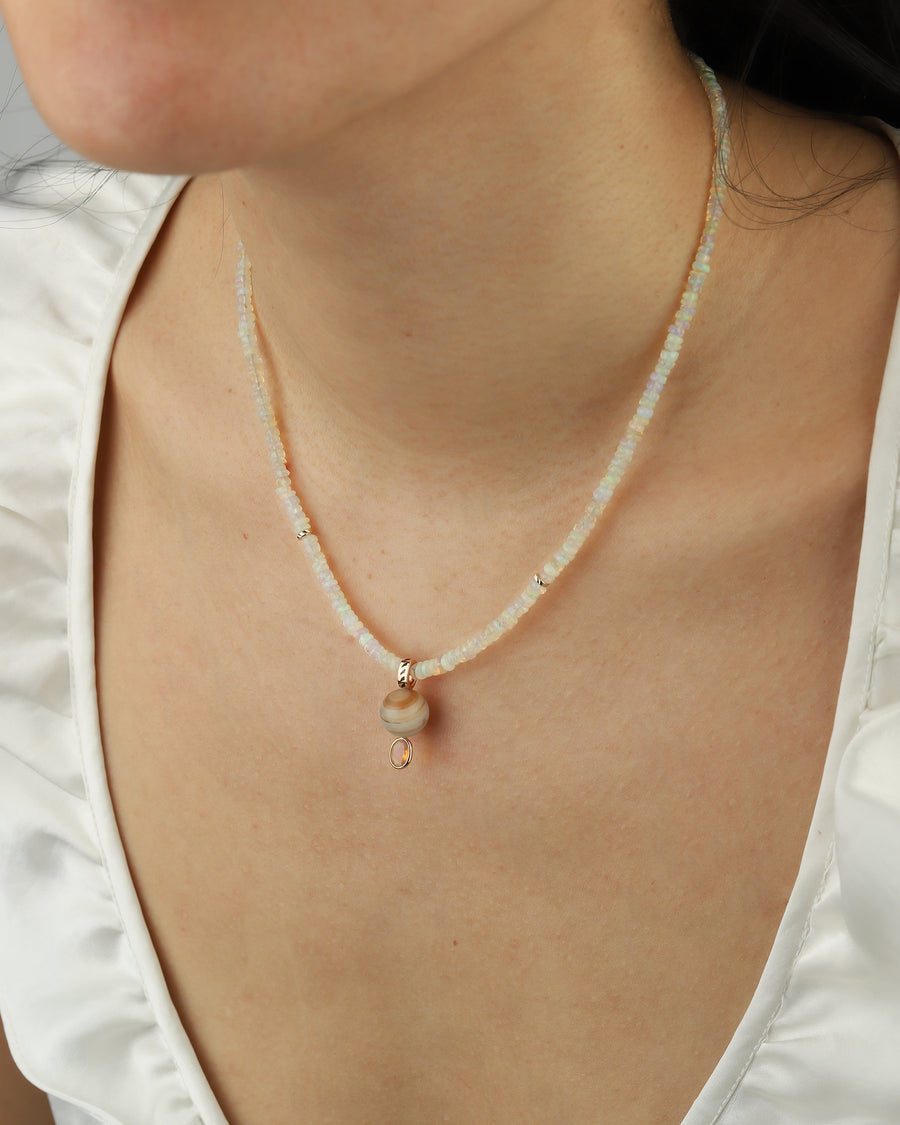 Two Stone Drop Opal Necklace 18k Rose Gold, White Pearl
