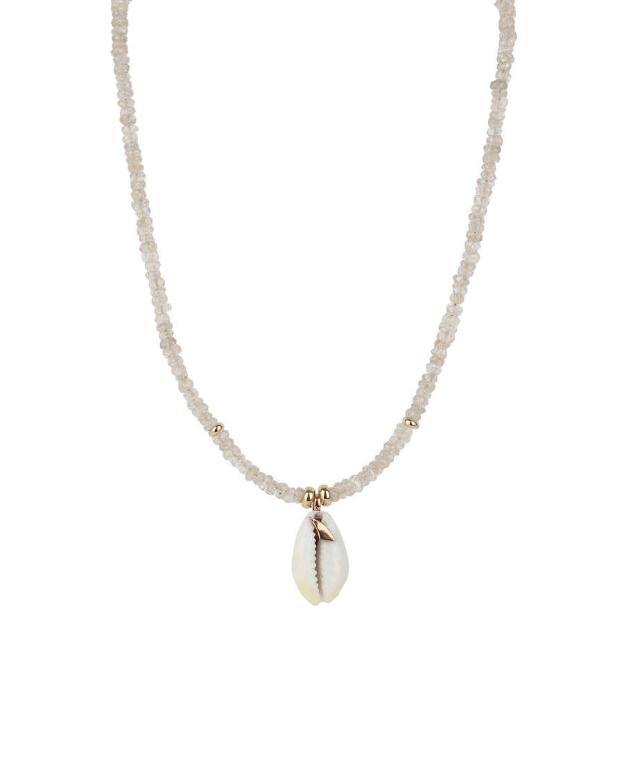 Cowrie Shell Shark Fin Necklace 18k Rose Gold, 14k Yellow Gold
