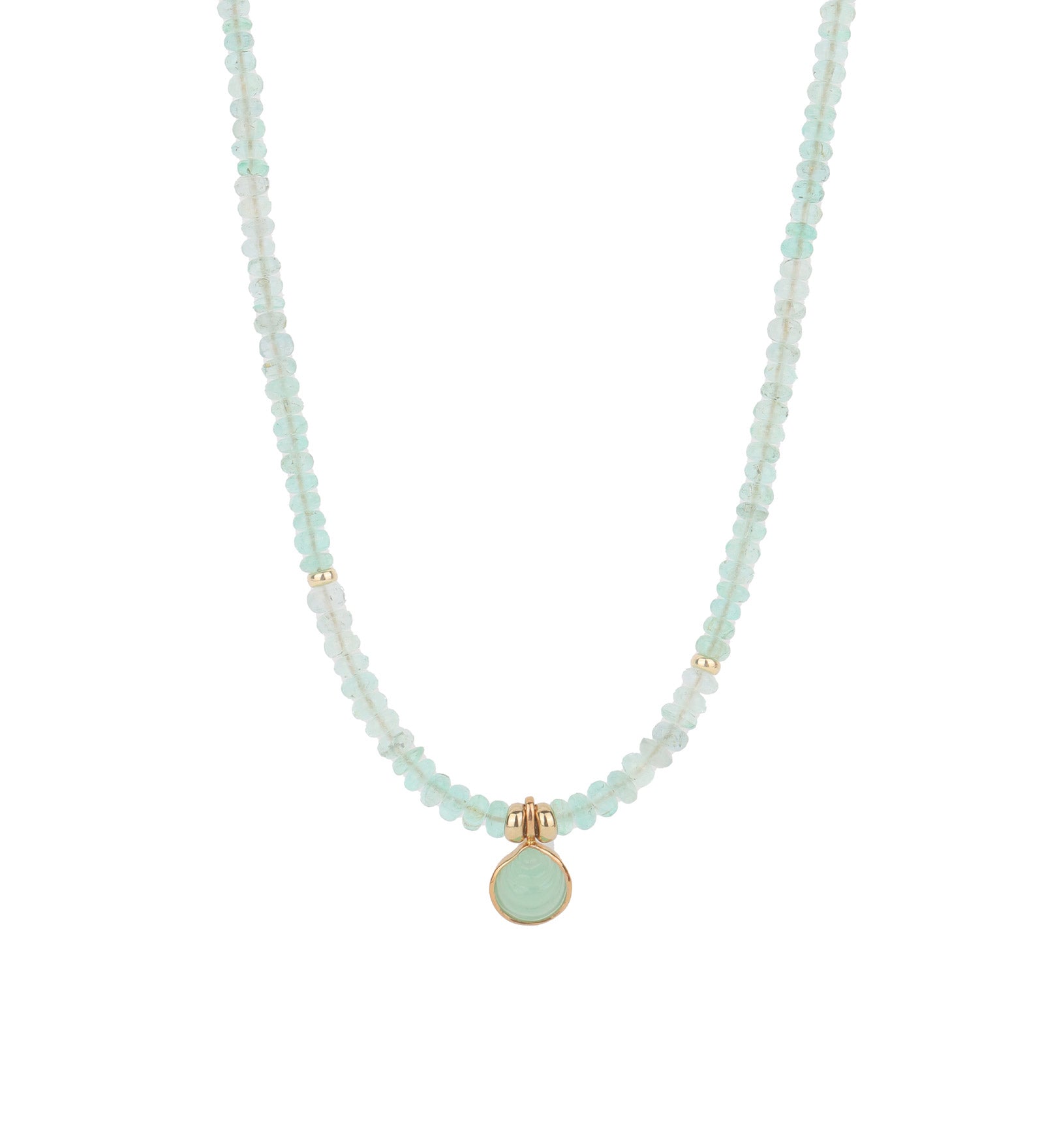 Small Shell Stone Necklace 18k Rose Gold, 14k Yellow Gold
