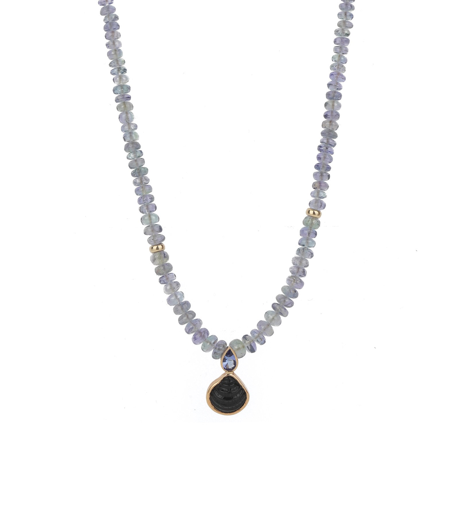 Shell Teardrop Stone Necklace 18k Rose Gold, 14k Yellow Gold