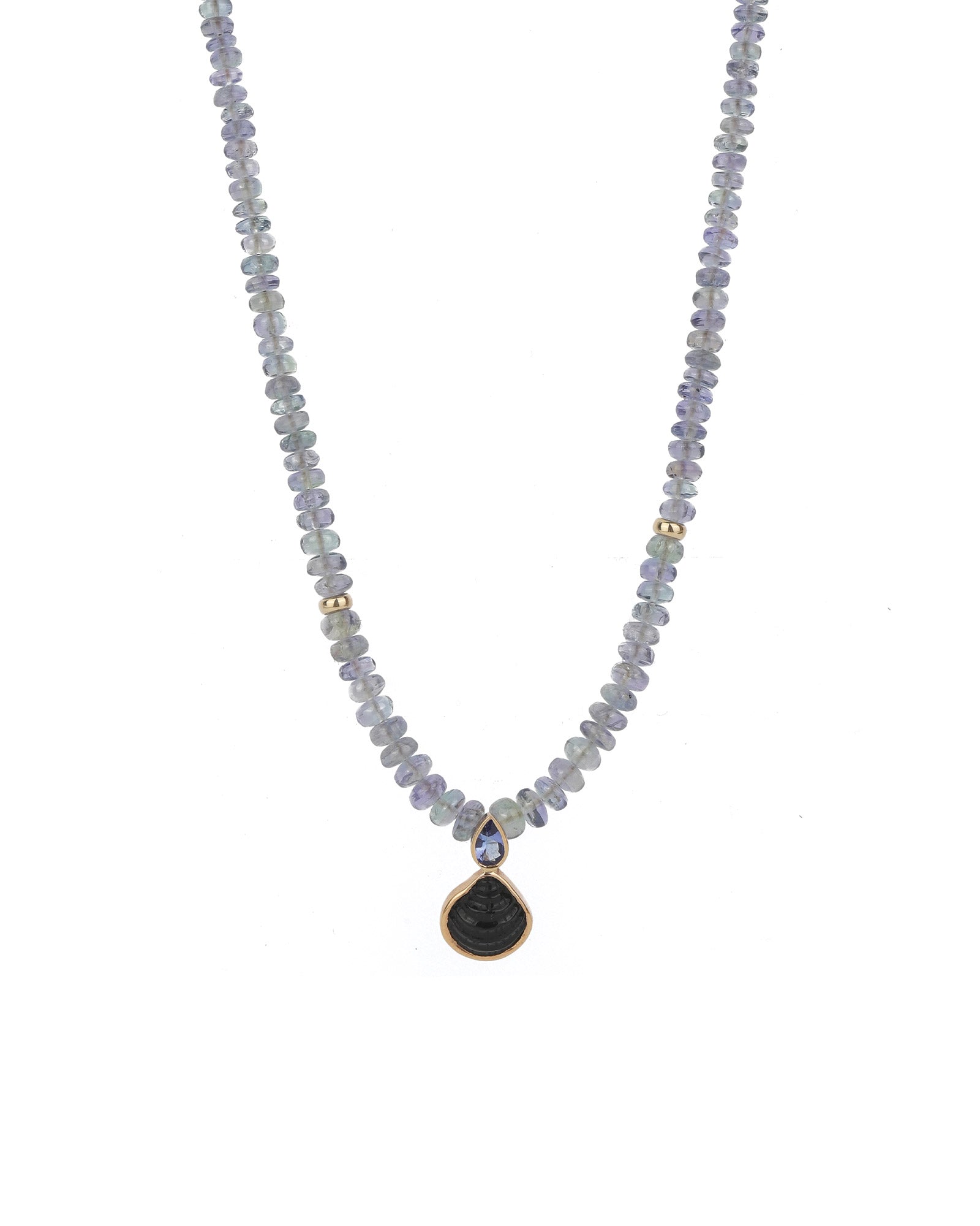 Shell Teardrop Stone Necklace 18k Rose Gold, 14k Yellow Gold