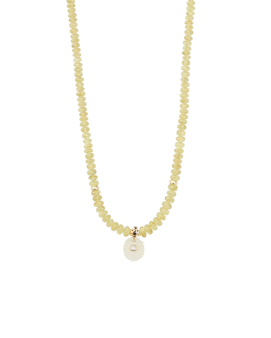 Diamond Sea Urchin Green Garnet Necklace 18k Rose Gold, White Pearl