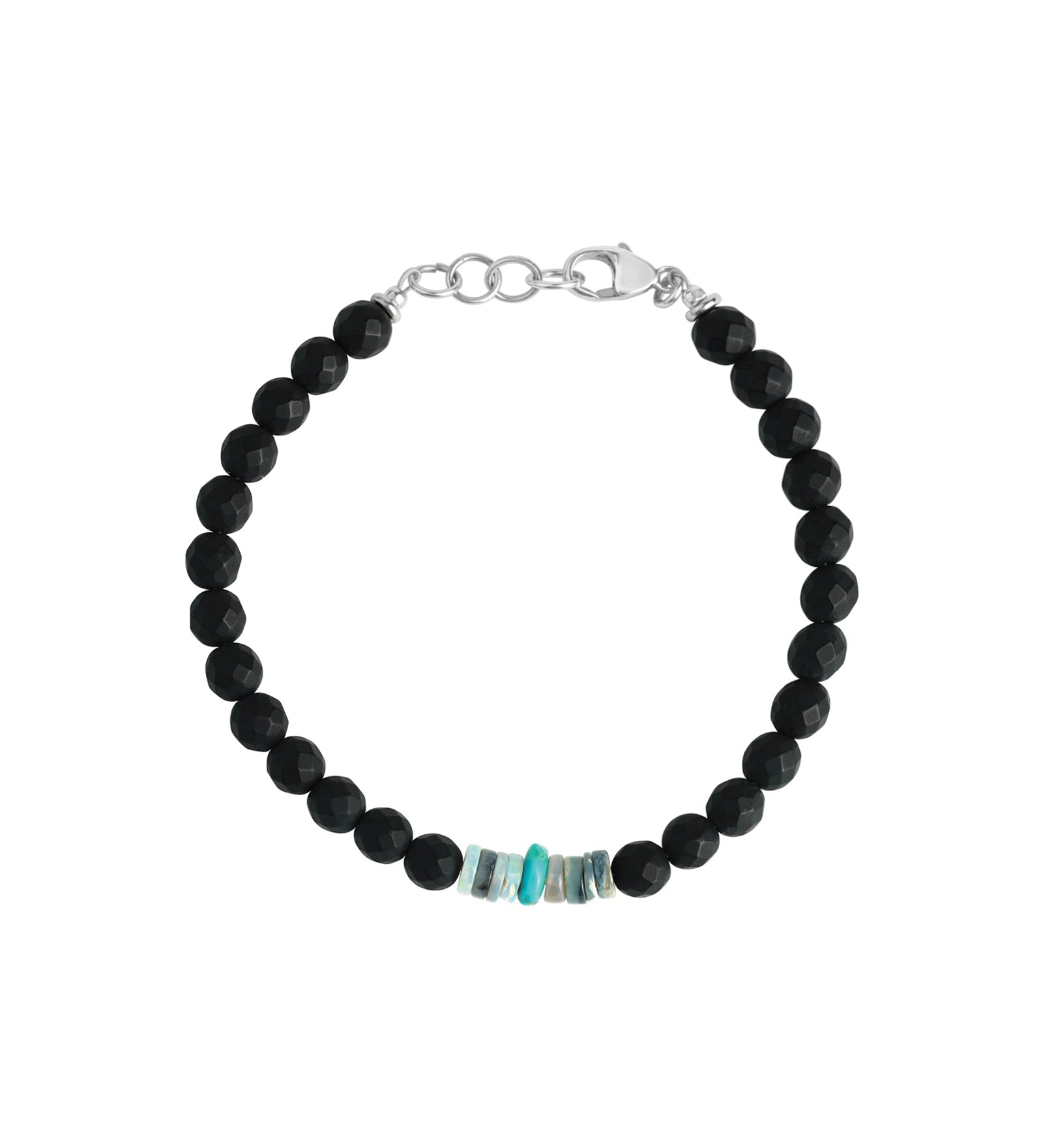 Finley & Wilder-Faceted Mix Stone Bracelet-Bracelets-Onyx, Australian Opal, Turquoise-Blue Ruby Jewellery-Vancouver Canada