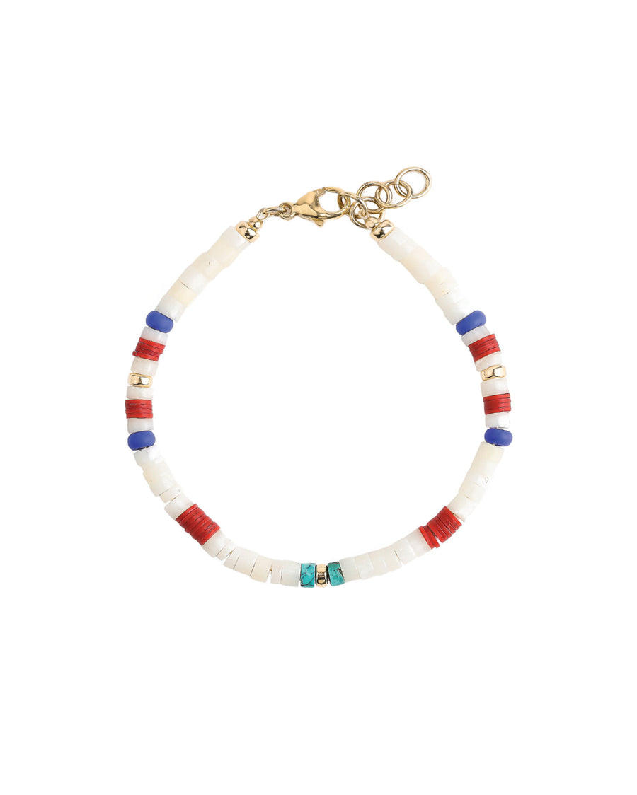 Finley & Wilder-Mixed Heishi Beaded Bracelet-Bracelets-14k Gold Filled, Coral Heishi-Blue Ruby Jewellery-Vancouver Canada