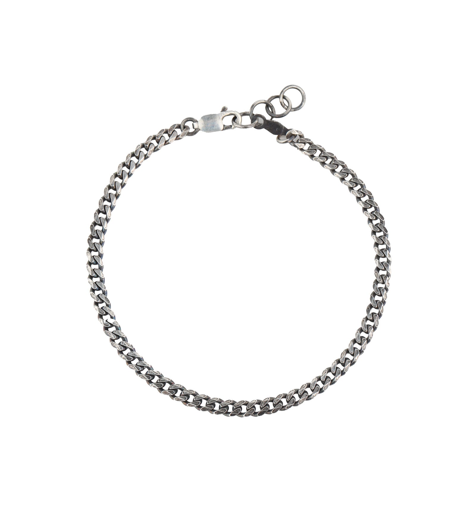 Diamond Cut Curb Chain Bracelet | 3.5mm Oxidized Sterling Silver