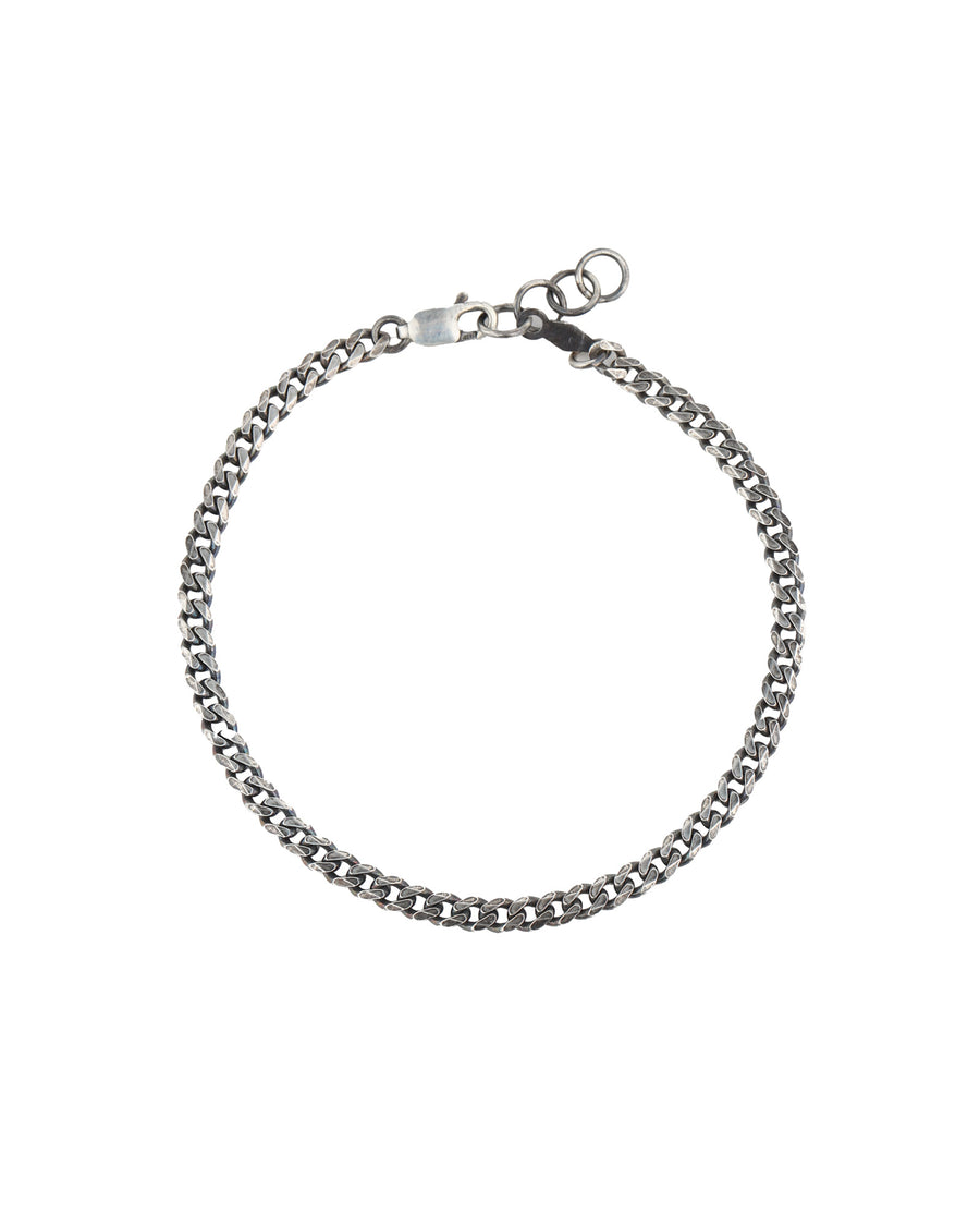 Diamond Cut Curb Chain Bracelet | 3.5mm Oxidized Sterling Silver