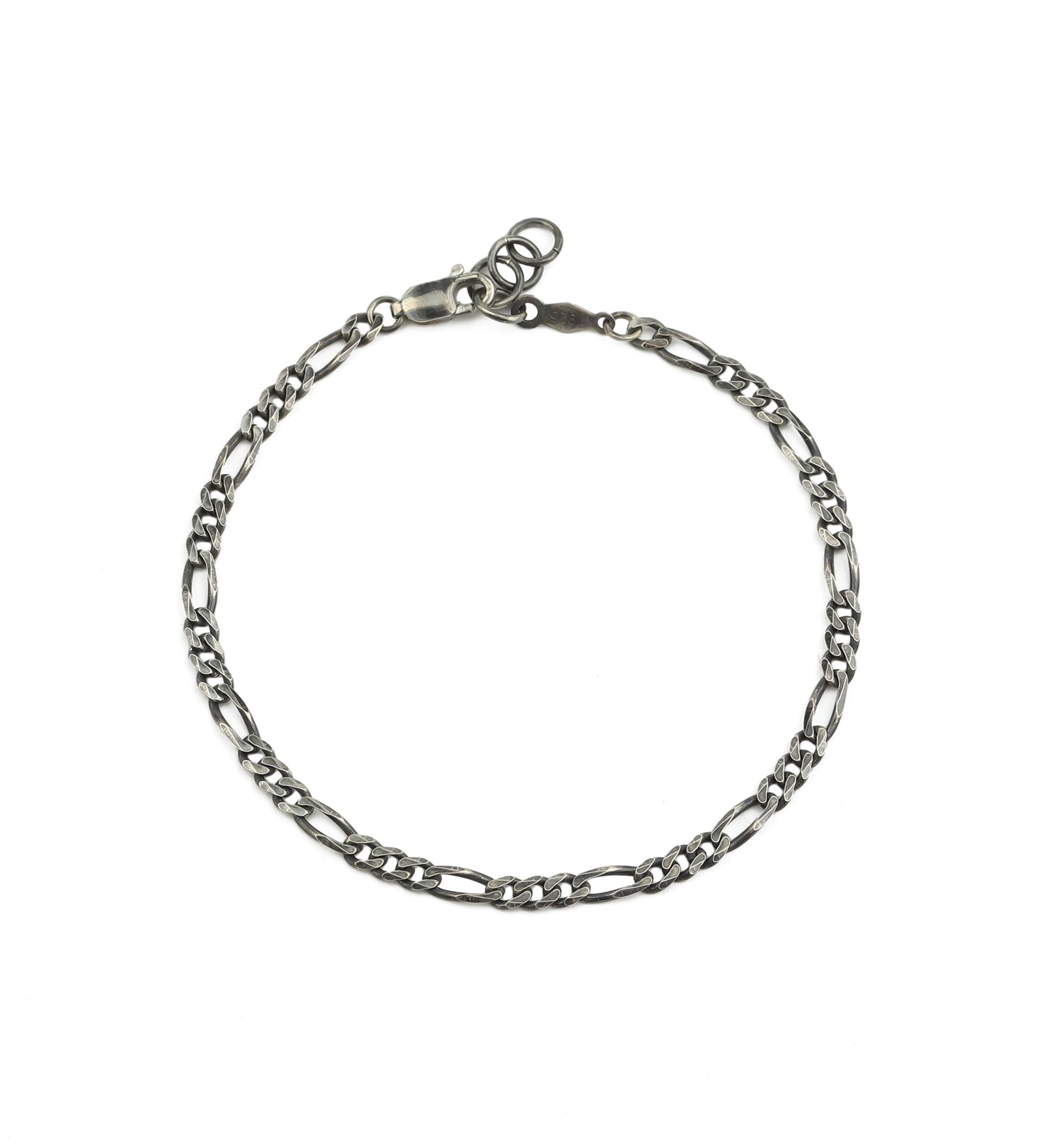 Figaro Chain Bracelet | 3.3mm Oxidized Sterling Silver