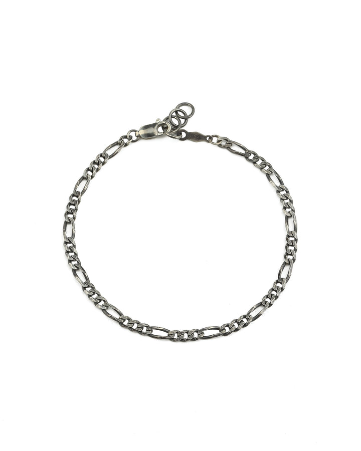 Figaro Chain Bracelet | 3.3mm Oxidized Sterling Silver