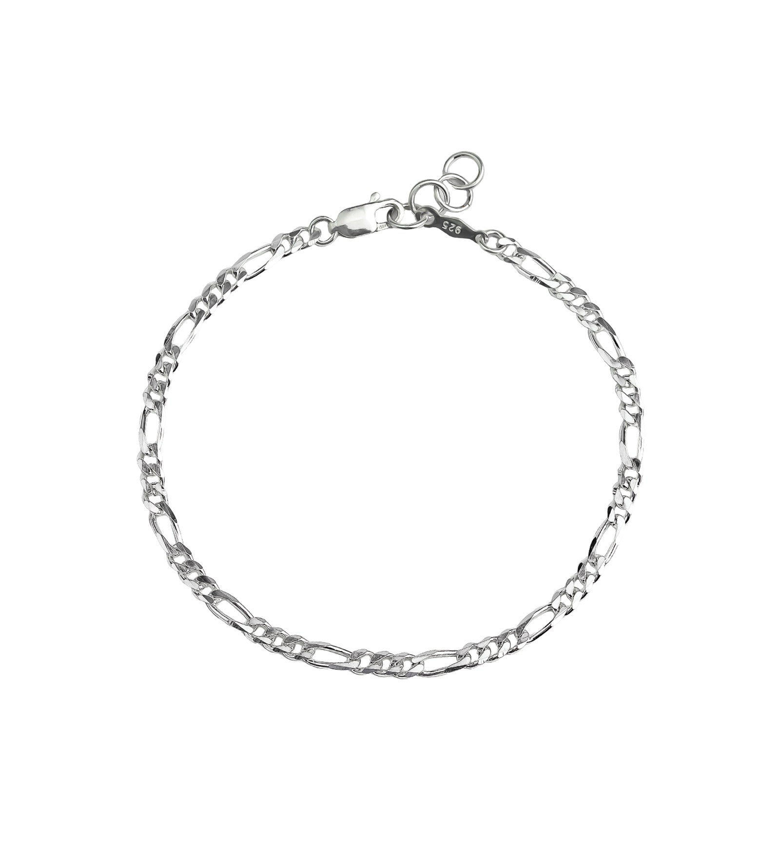 Figaro Chain Bracelet | 3.3mm Sterling Silver