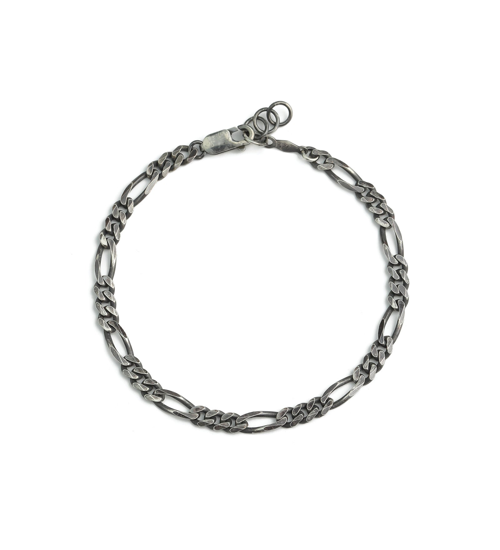 Figaro Chain Bracelet | 4.3mm Oxidized Sterling Silver