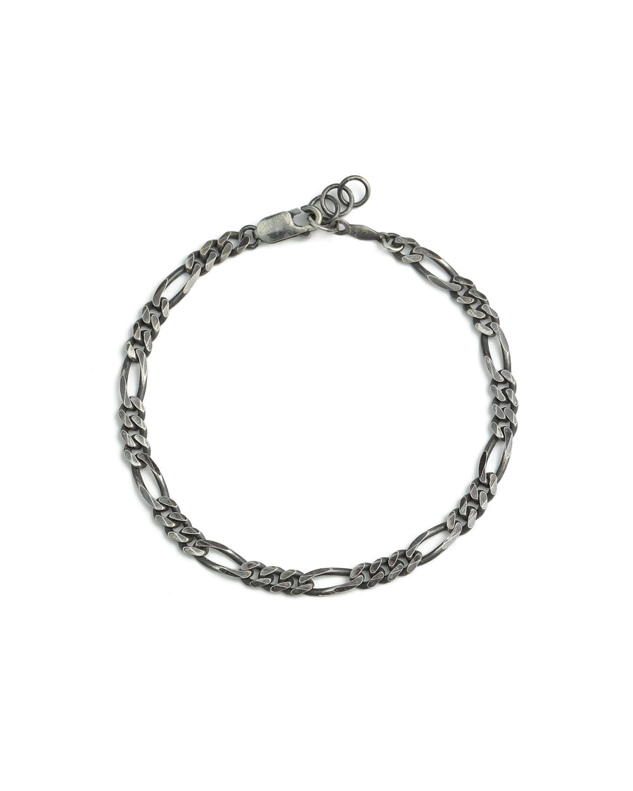 Figaro Chain Bracelet | 4.3mm Oxidized Sterling Silver