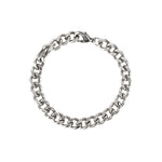 Diamond Cut Flat Curb Chain Bracelet | 8mm Rhodium Plated / 7.5"