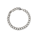 Diamond Cut Flat Curb Chain Bracelet | 8mm Rhodium Plated / 7.5"