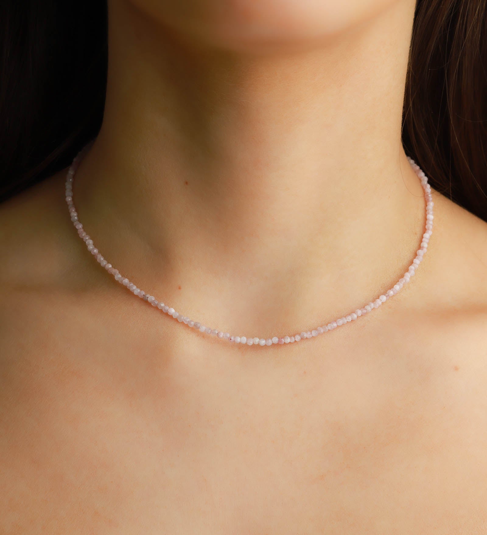 Gem Jar-Kunzite Beaded Necklace | 2mm-Necklaces-Blue Ruby Jewellery-Vancouver Canada