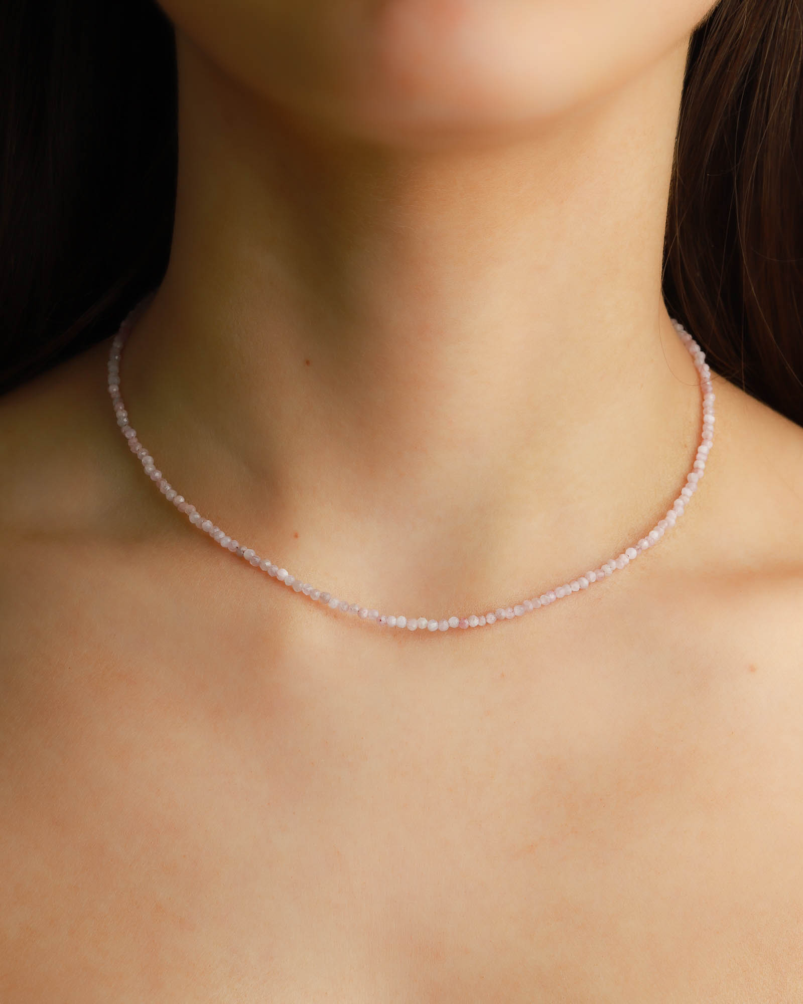 Gem Jar-Kunzite Beaded Necklace | 2mm-Necklaces-Blue Ruby Jewellery-Vancouver Canada