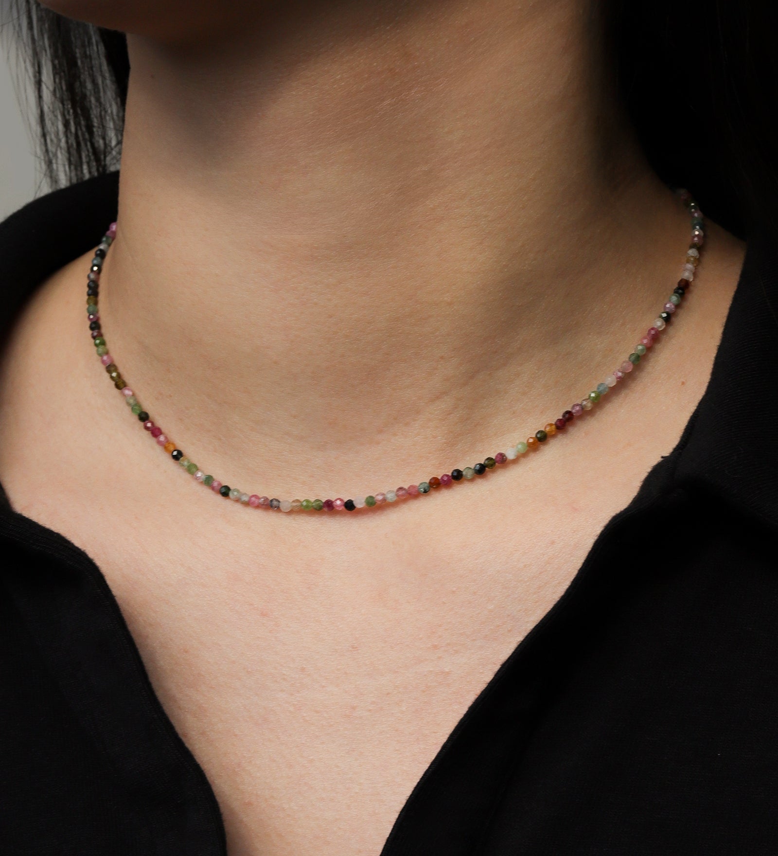 Gem Jar-Mixed Tourmaline Stone Necklace | 2.5mm-Necklaces-Blue Ruby Jewellery-Vancouver Canada