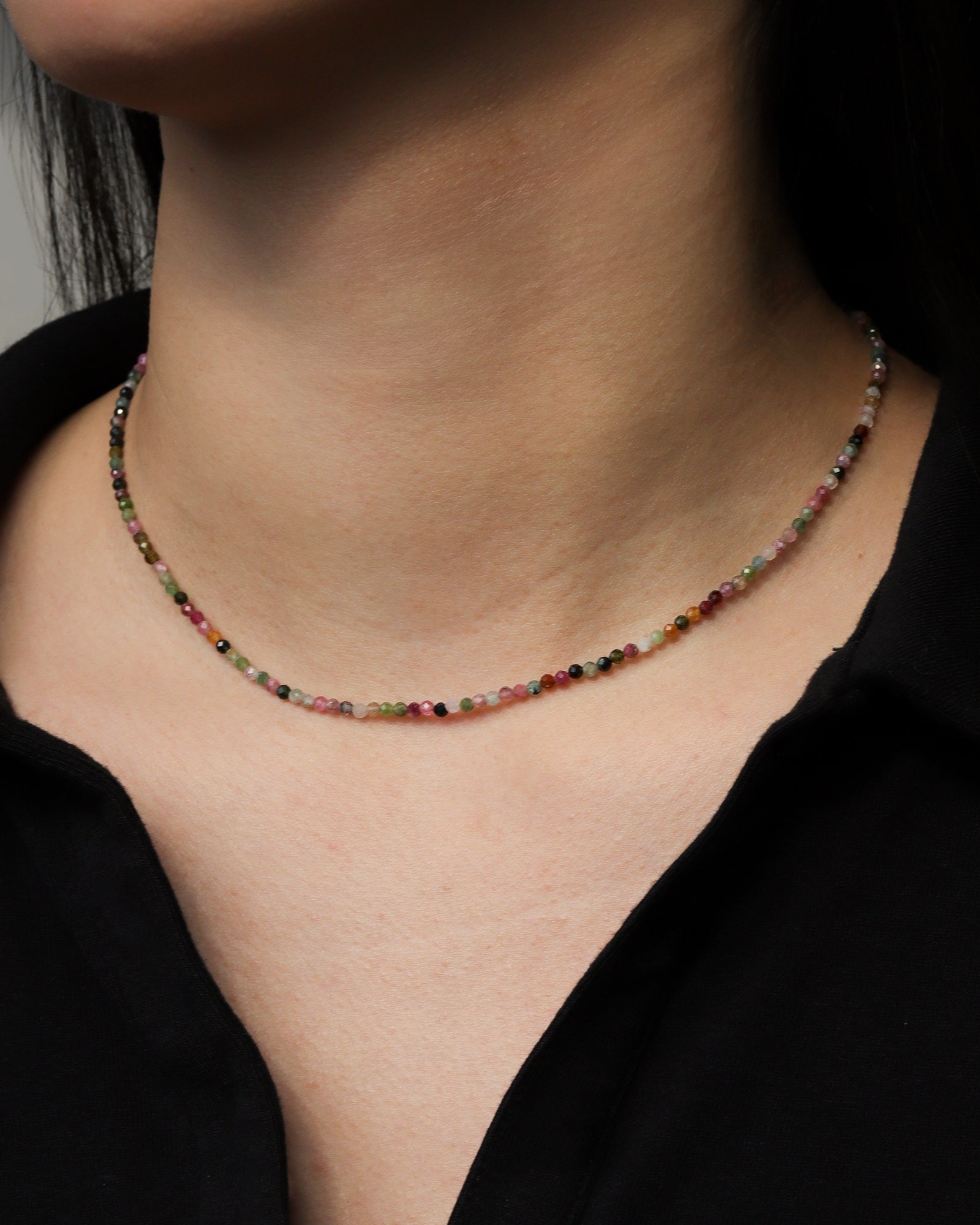 Gem Jar-Mixed Tourmaline Stone Necklace | 2.5mm-Necklaces-Blue Ruby Jewellery-Vancouver Canada