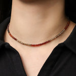Autumn Mix Stone Necklace | 3mm 14k Gold Filled, Garnet, Iolite, Quartz