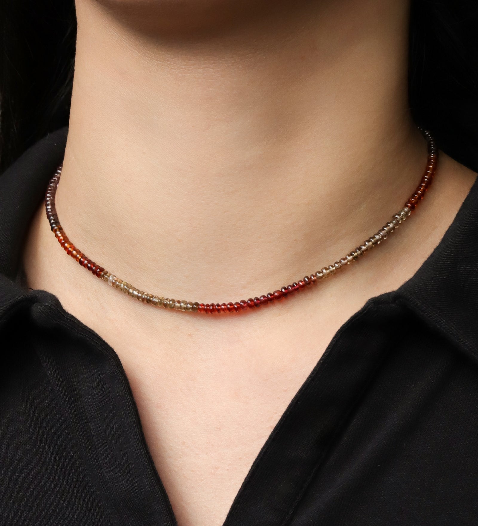 Autumn Mix Stone Necklace | 3mm 14k Gold Filled, Garnet, Iolite, Quartz