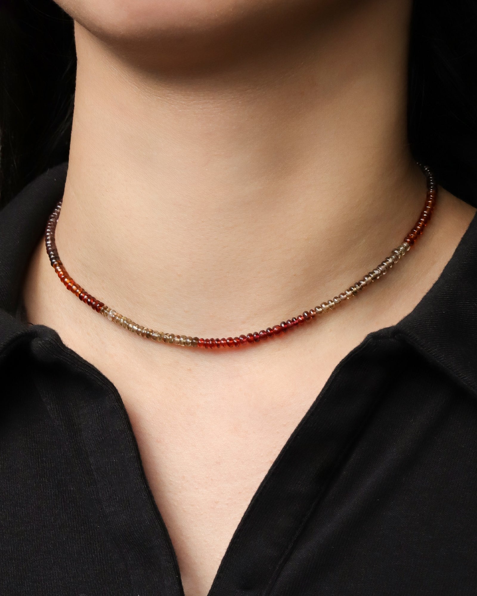 Autumn Mix Stone Necklace | 3mm 14k Gold Filled, Garnet, Iolite, Quartz