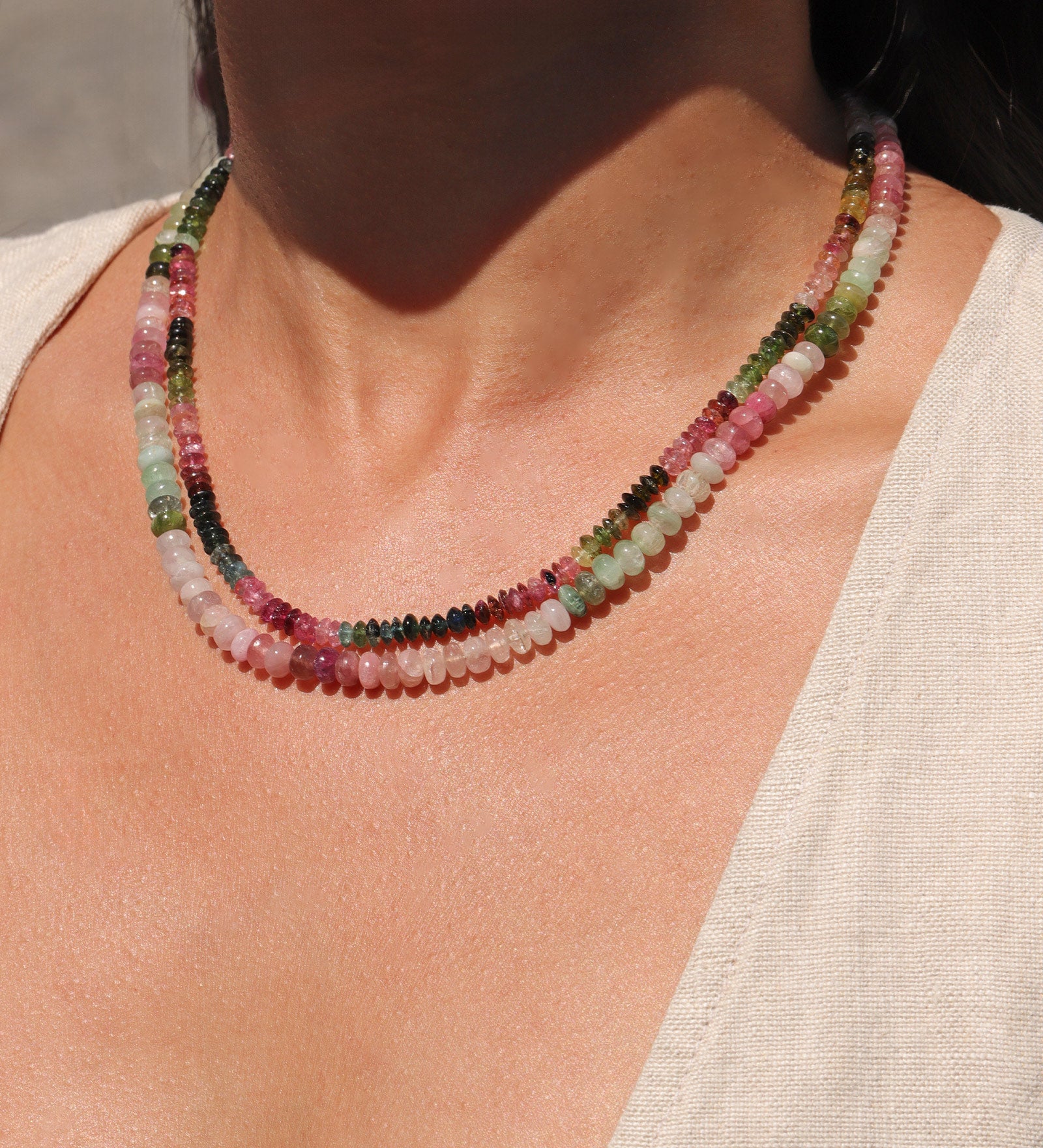 Gem Jar-Mix Tourmaline Stone Necklace | 6mm-Necklaces-14k Gold Filled, Mix Tourmaline-Blue Ruby Jewellery-Vancouver Canada
