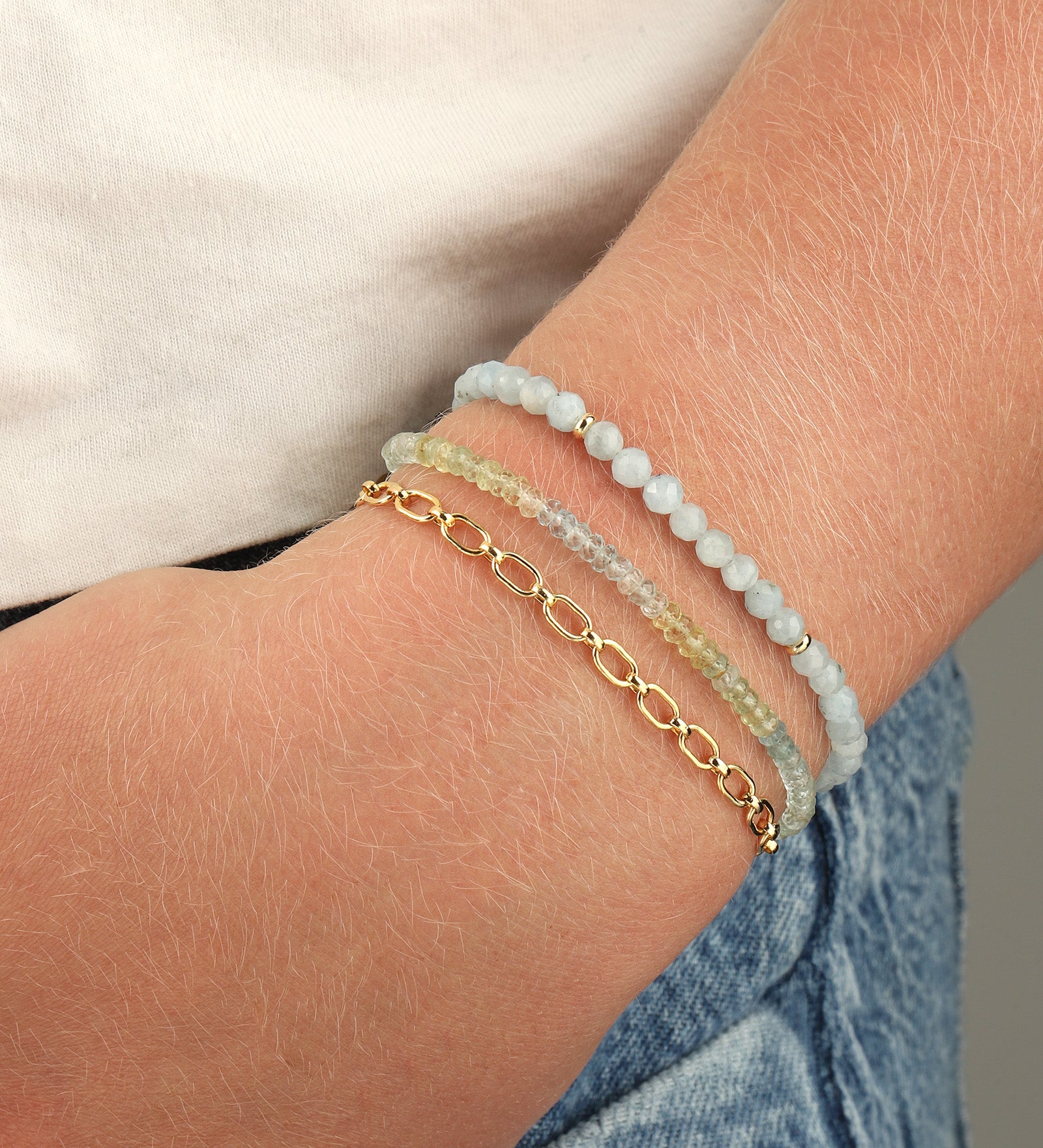 Gem Jar-Aquamarine Mix Beaded Bracelet | 3mm-Bracelets-Blue Ruby Jewellery-Vancouver Canada