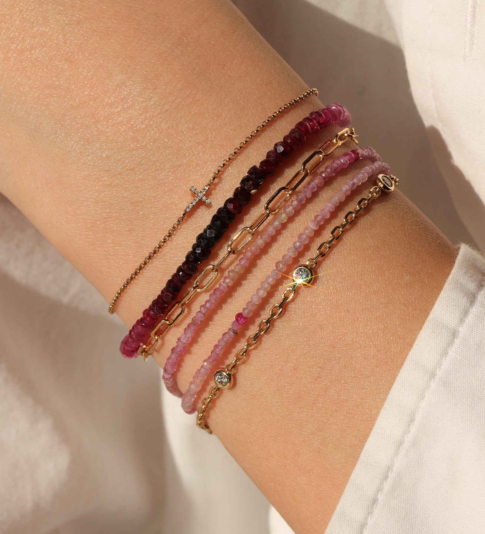 Gem Jar-Mixed Ruby Stone Bracelet | 3mm-Bracelets-Blue Ruby Jewellery-Vancouver Canada