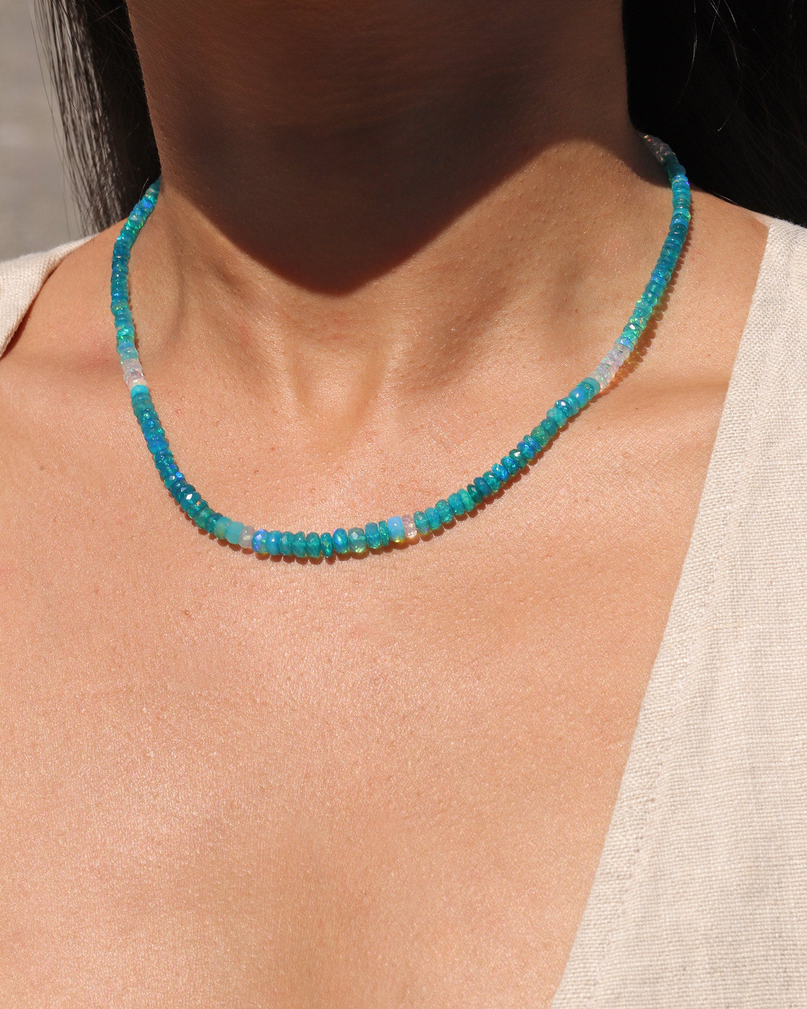 Gem Jar-Graduated Opal Mix Stone Necklace | 3-5mm-Necklaces-14k Gold Filled, Blue Opal-Blue Ruby Jewellery-Vancouver Canada