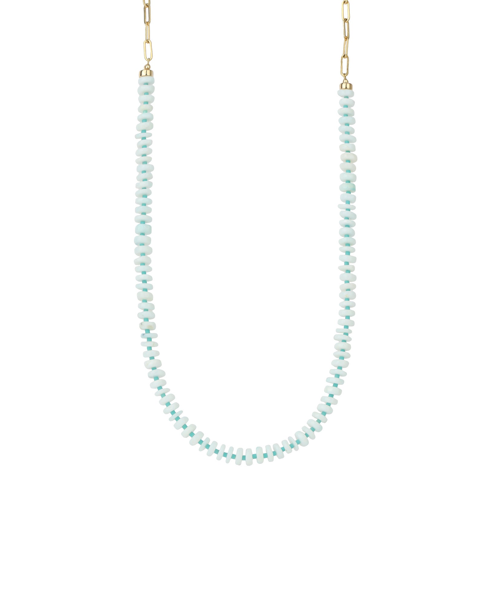 Blue Opal Heishi Miyuki Necklace | 6.5mm 14k Gold Filled, Blue Opal