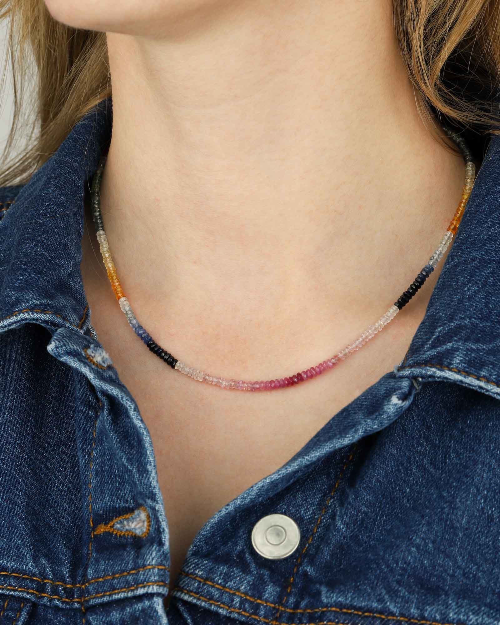 Multi Sapphire Stone Necklace | 2.5mm 14k Gold Filled, Multi Sapphire