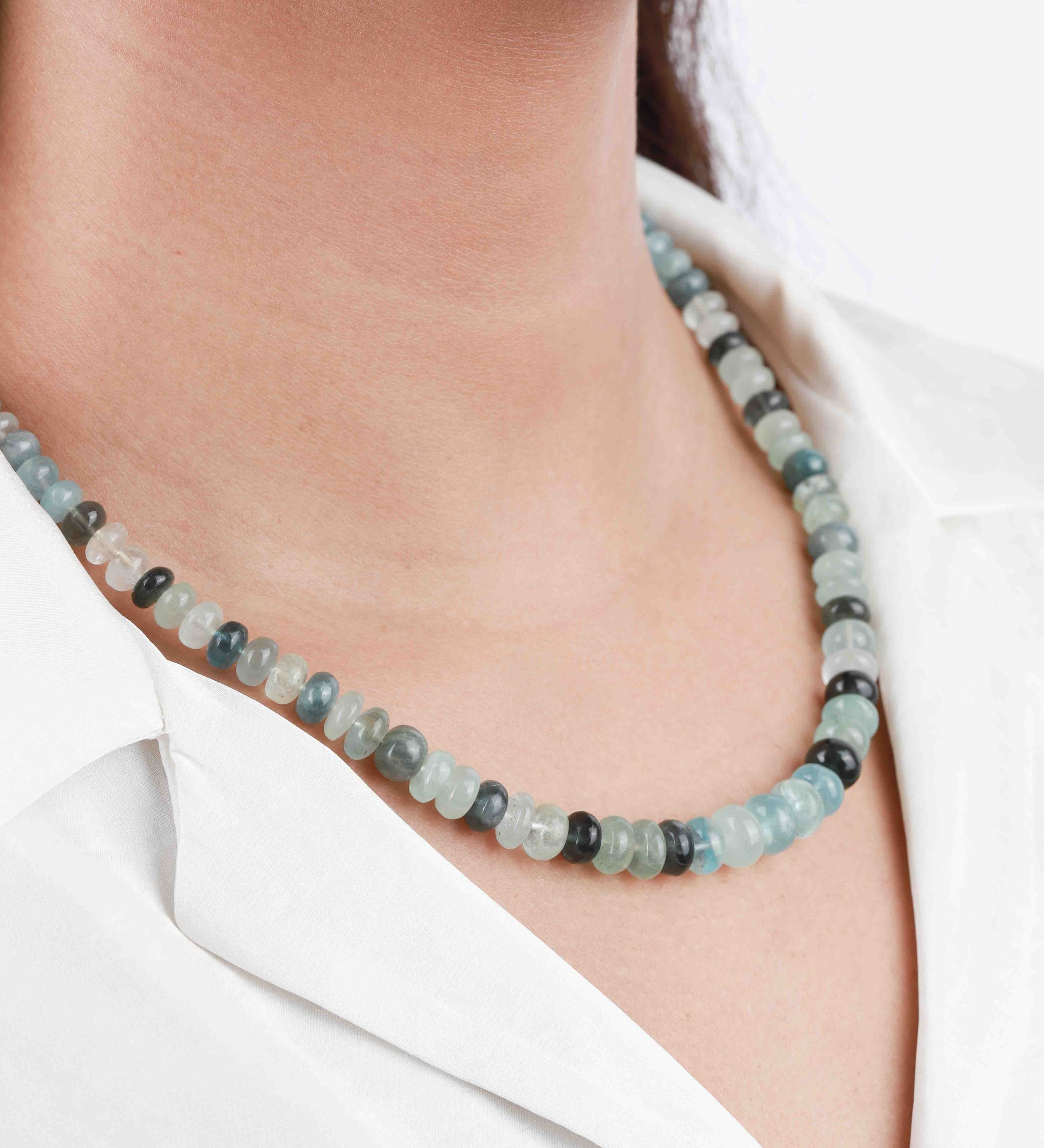 Graduated Aquamarine Necklace | 6.5 - 9.5mm 14k Gold Filled, Aquamarine