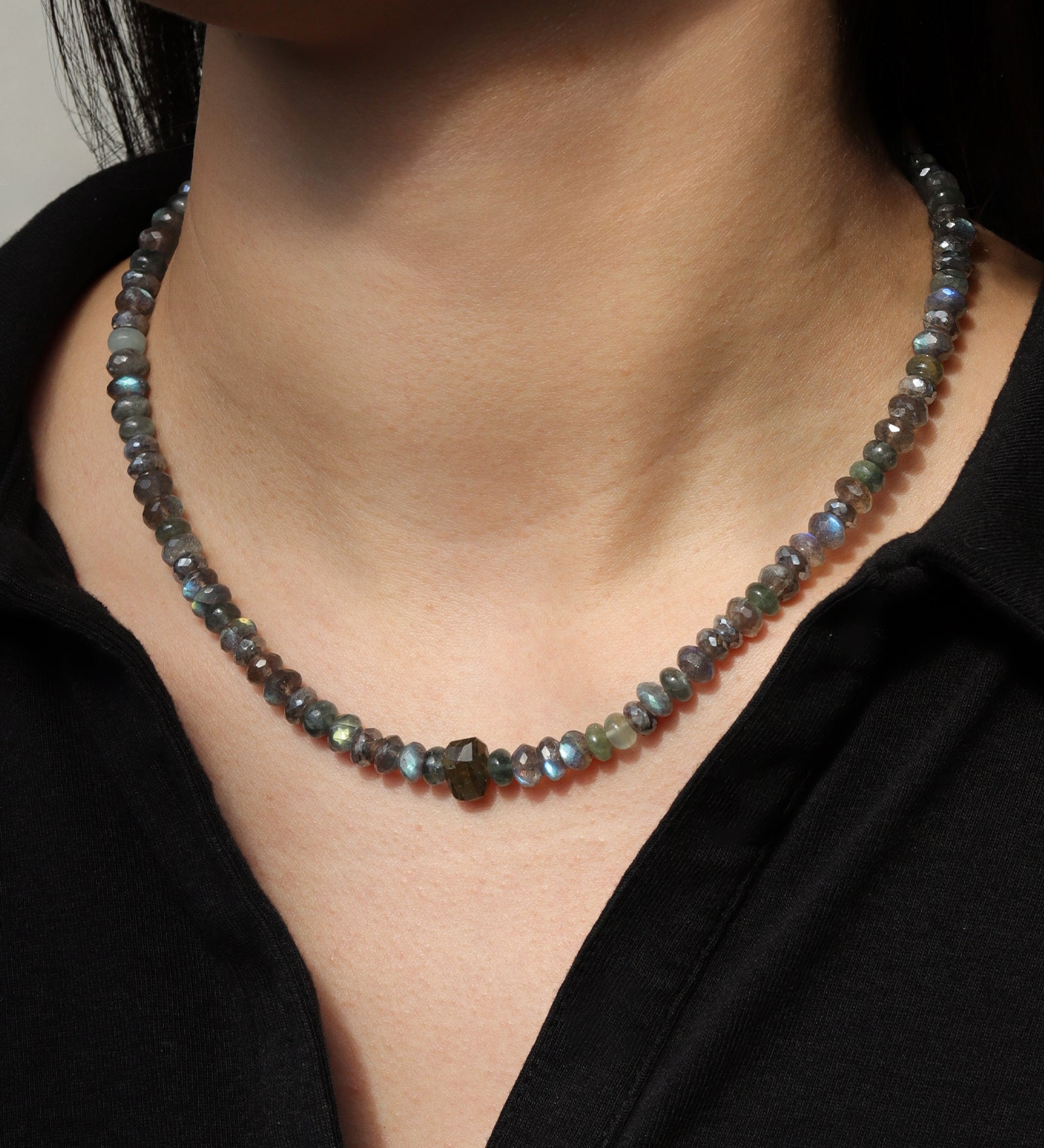 Labradorite Mix Stone Necklace | 6.5mm 14k Gold Filled, Aquamarine, Labradorite