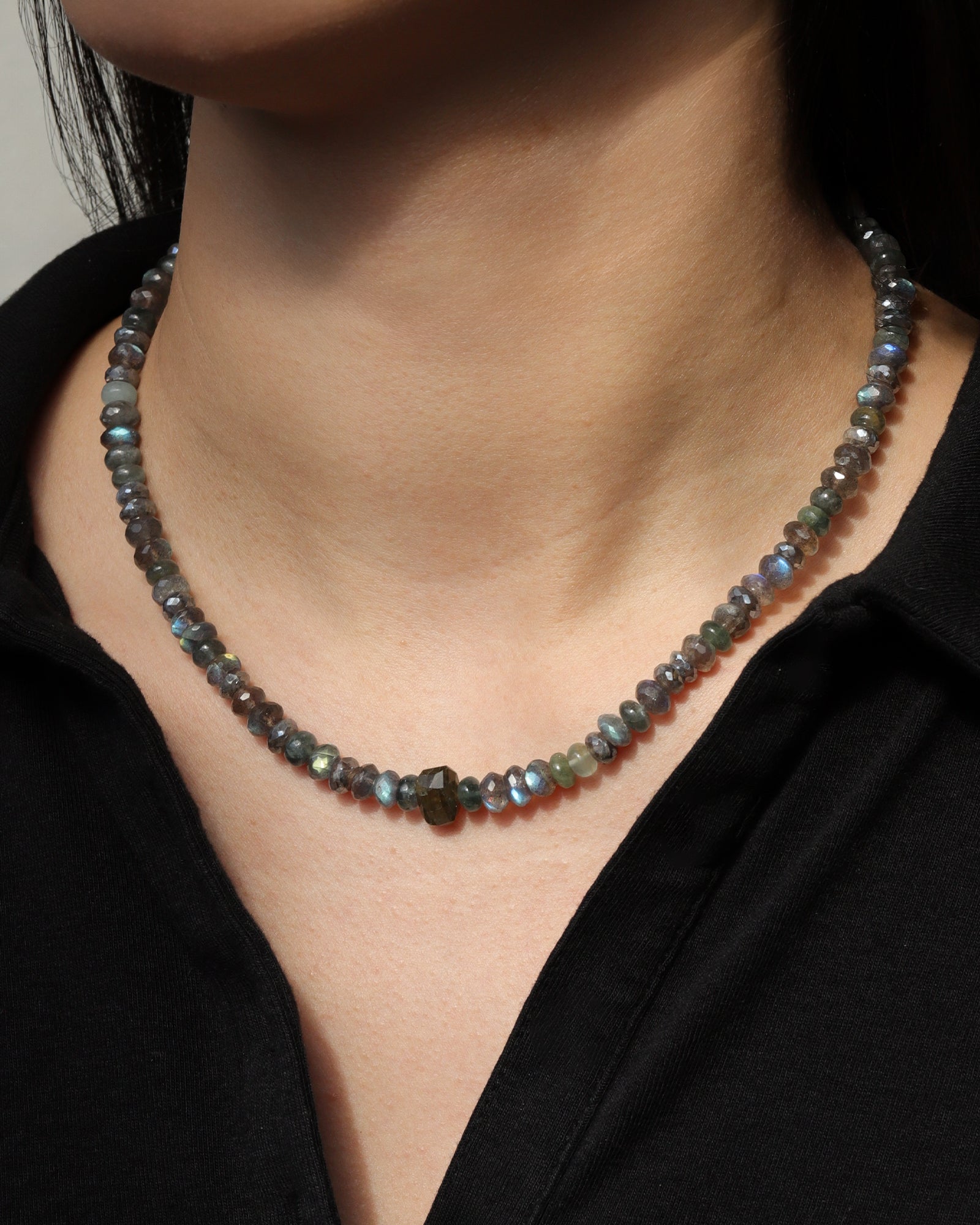 Labradorite Mix Stone Necklace | 6.5mm 14k Gold Filled, Aquamarine, Labradorite